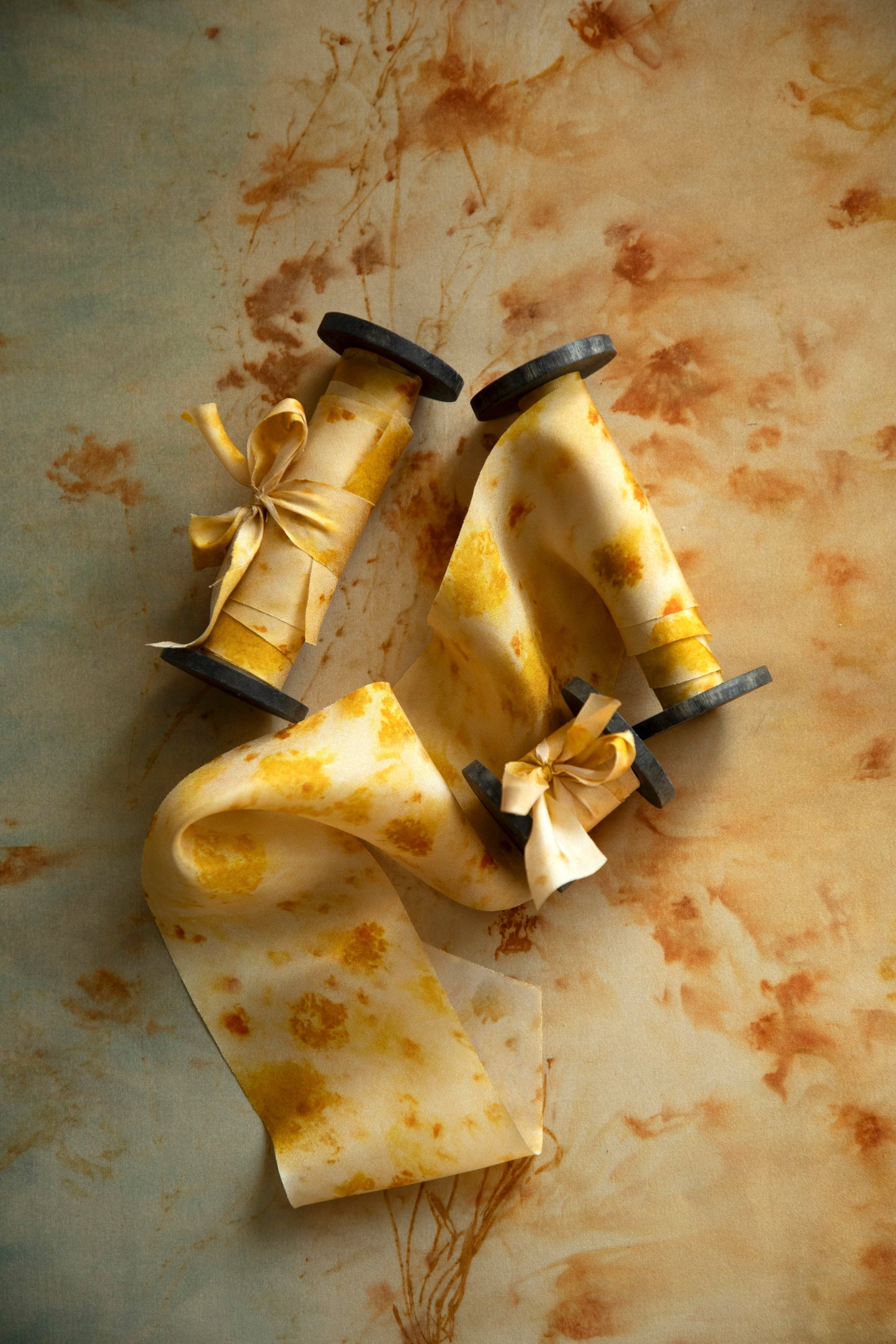 Botanical Print / Marigold Yellow Silk Ribbon