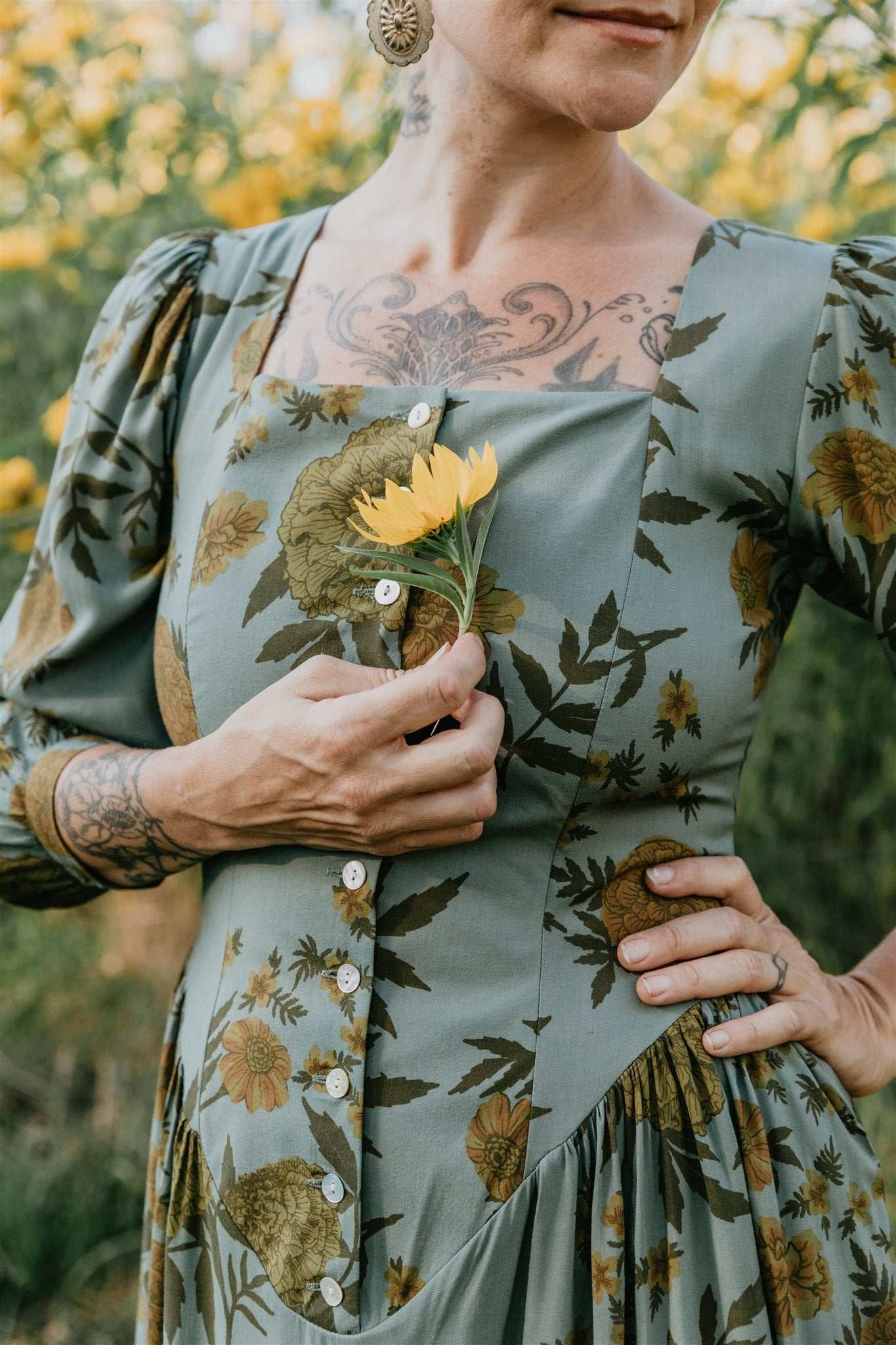 Prairie Dress in Slate Marigold Field Day