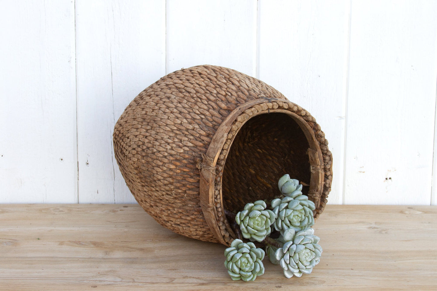 Antique Woven Grain Bucket