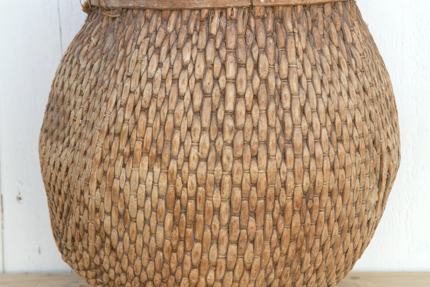 Antique Woven Grain Bucket