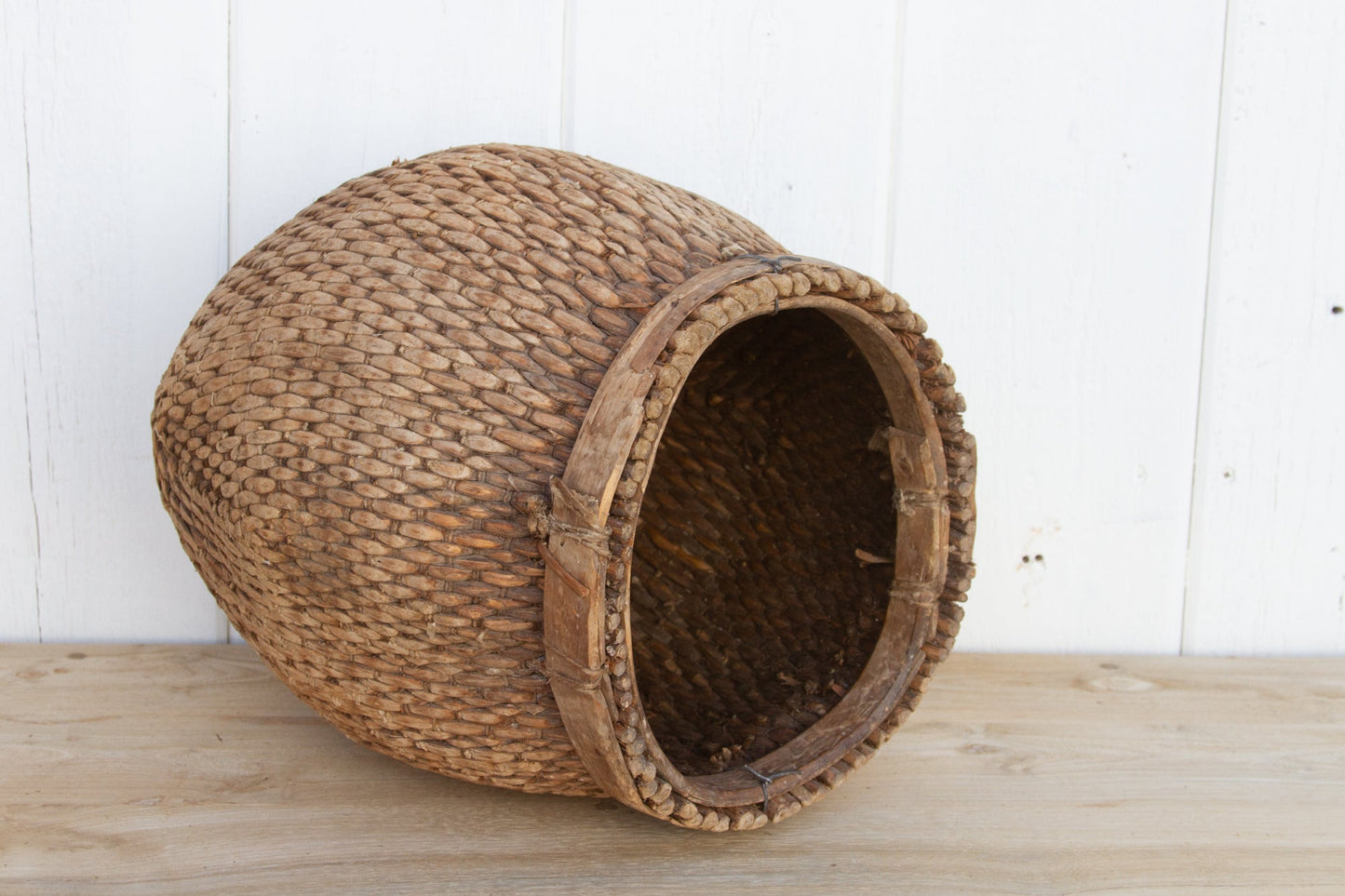 Antique Woven Grain Bucket