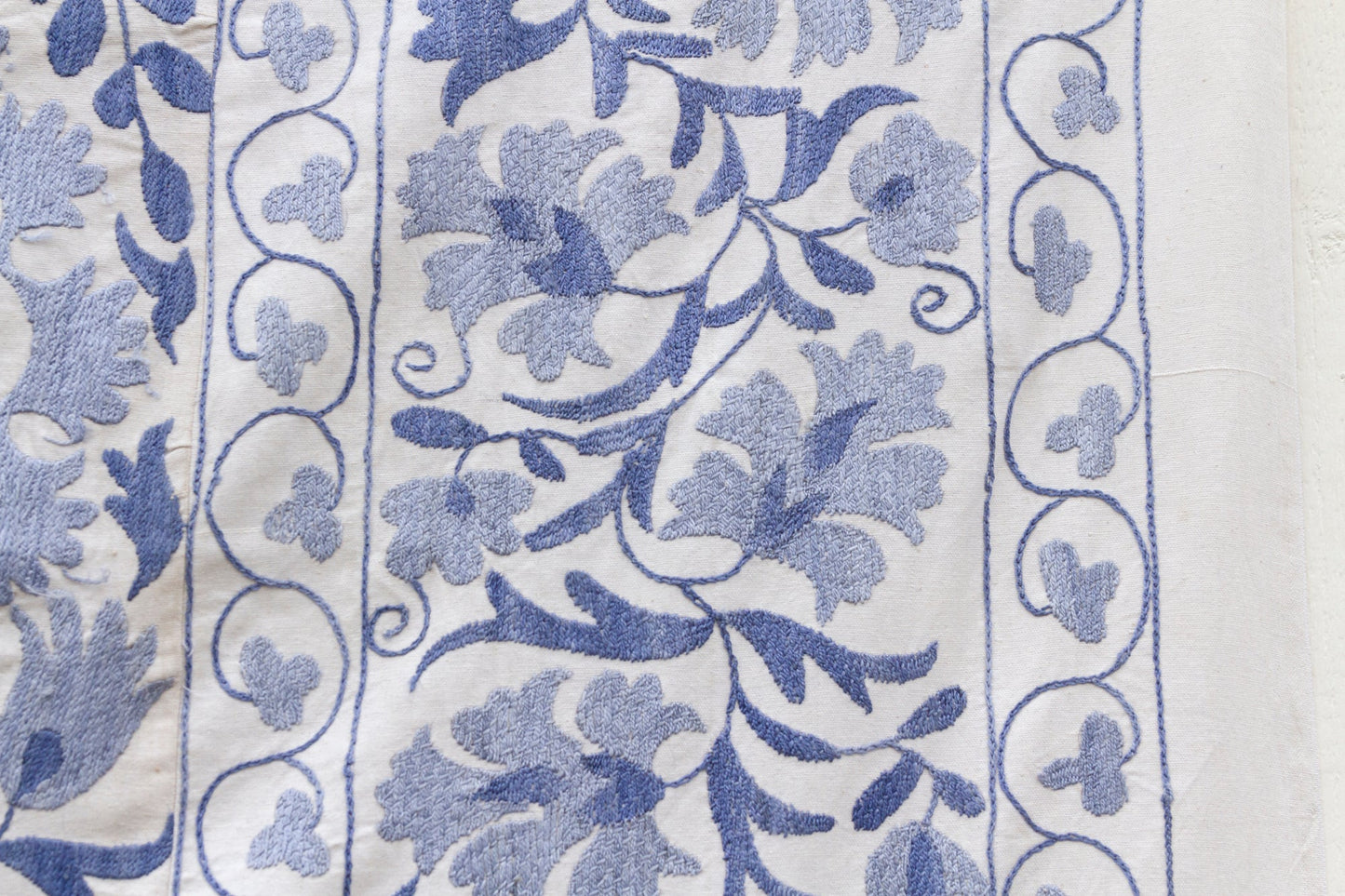Blue Blossom Uzbek Suzani Throw