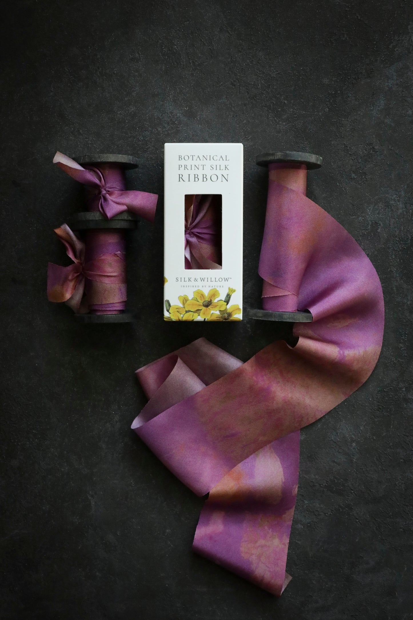 Botanical Print / Hot Peony Silk Ribbon