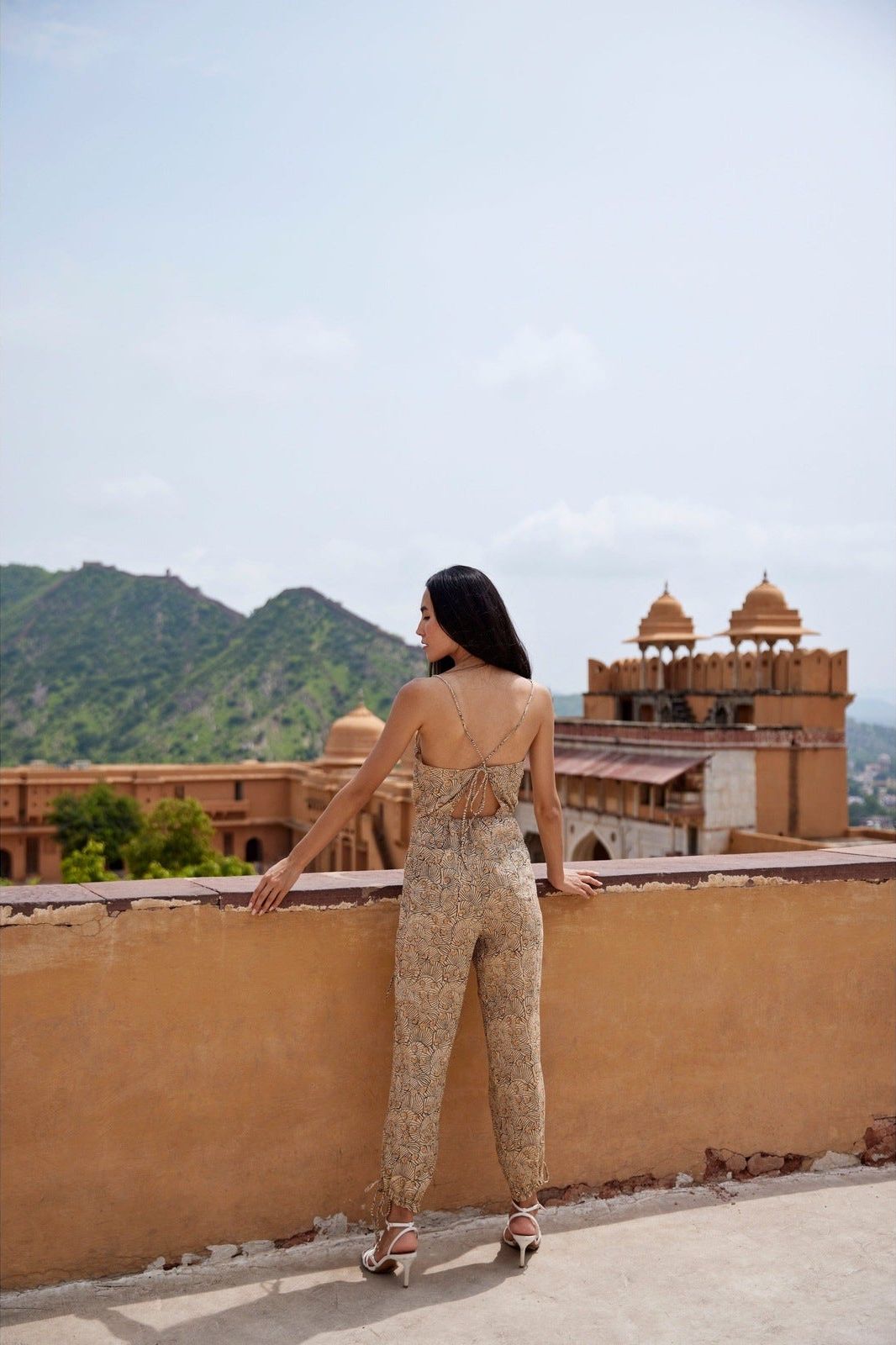 Hand-Printed Simané Jumpsuit (Desert Sand) CQC LA