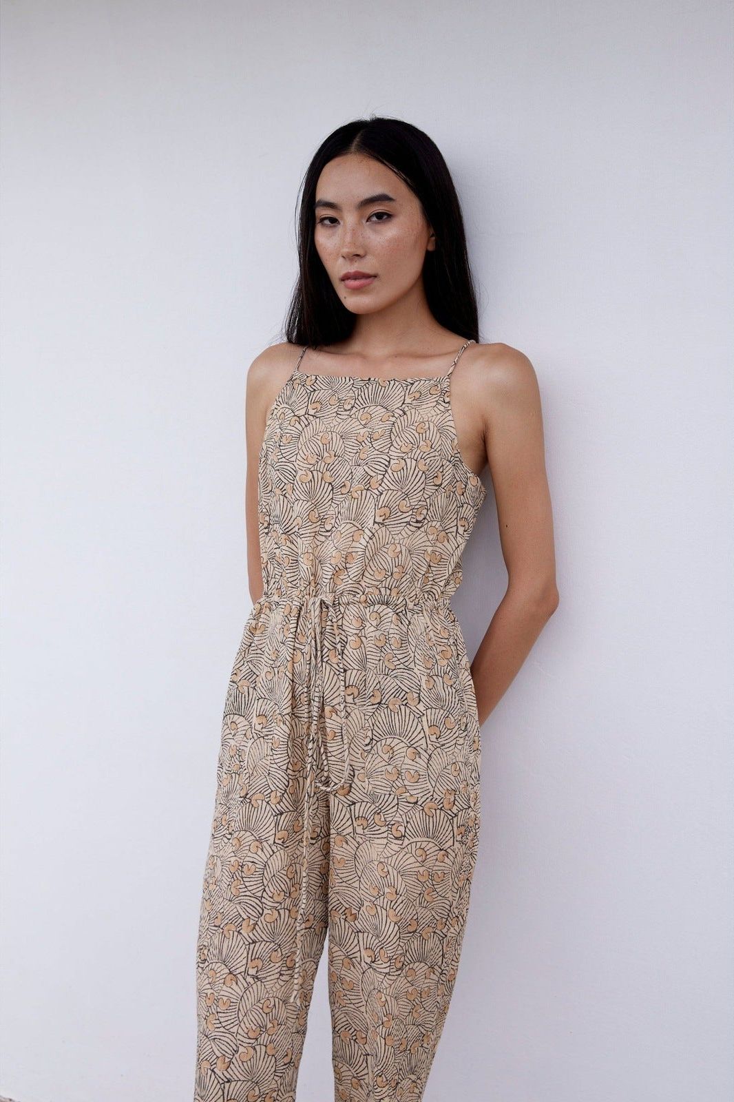 Hand-Printed Simané Jumpsuit (Desert Sand) CQC LA