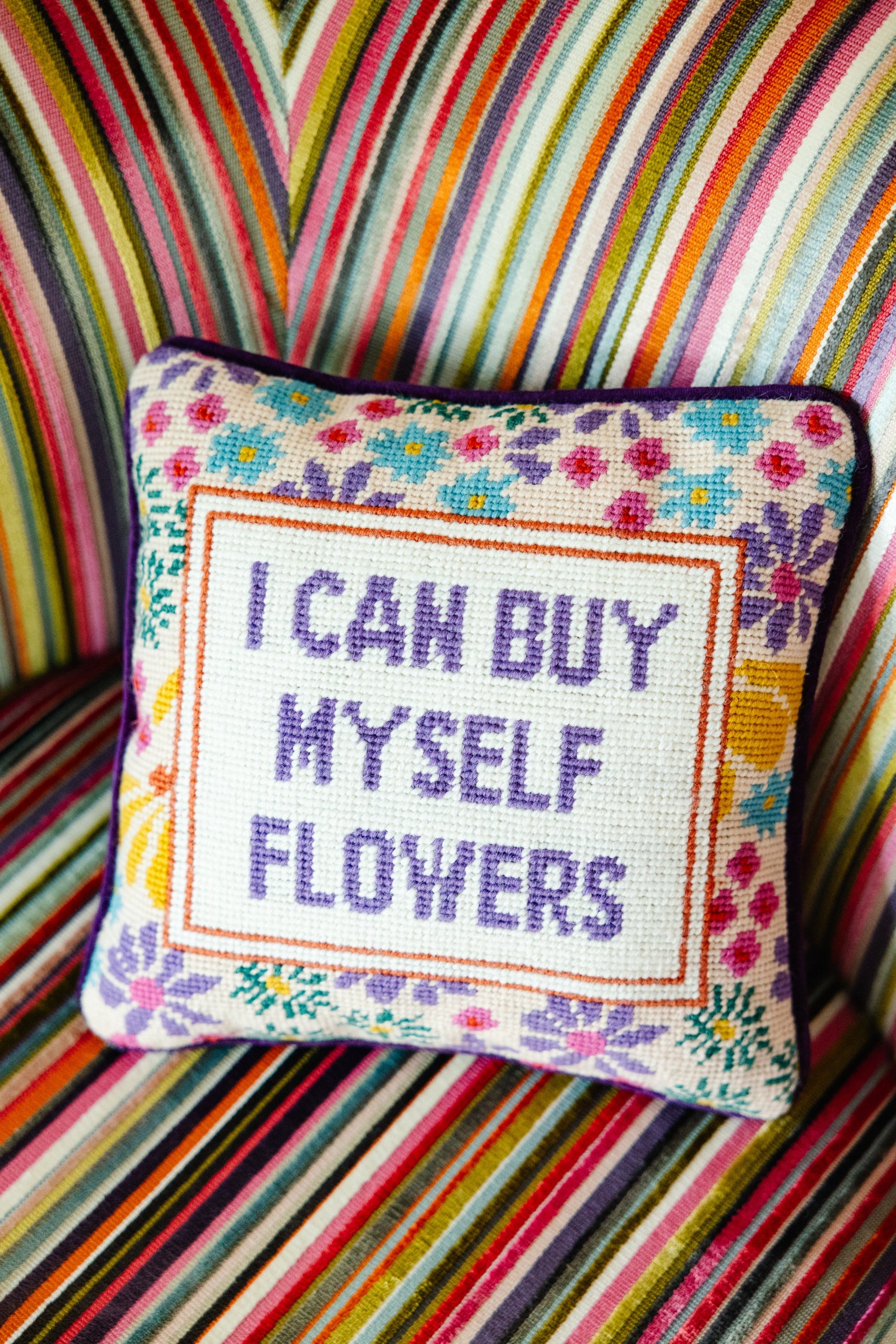 Flowers Needlepoint Pillow Furbish Studio
