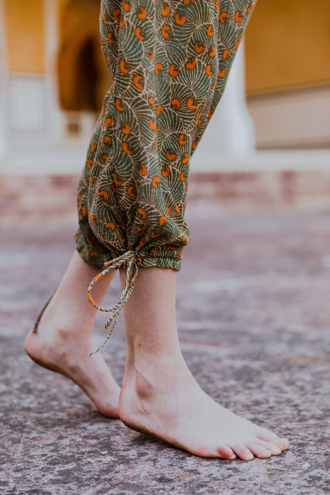 Hand-Printed Simané Jumpsuit (Safari Green) CQC LA