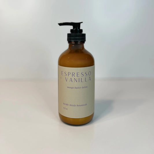 Espresso + Vanilla Mango Butter Lotion Purple Thistle Botanicals
