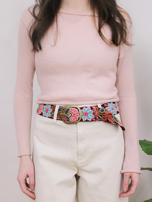 Anabel Embroidered Wide Belt Ash & Rose