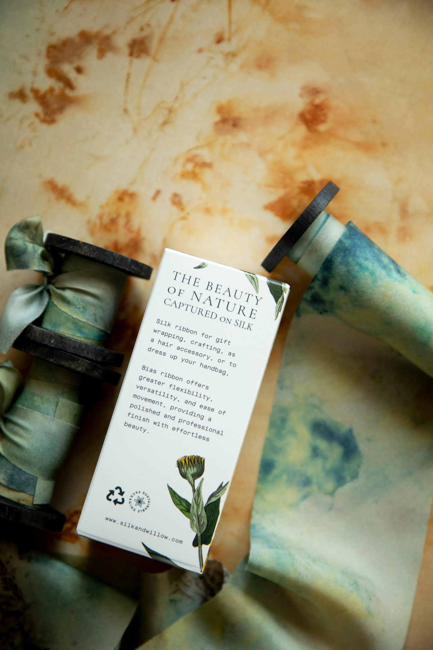 Botanical Print / Seascape Silk Ribbon