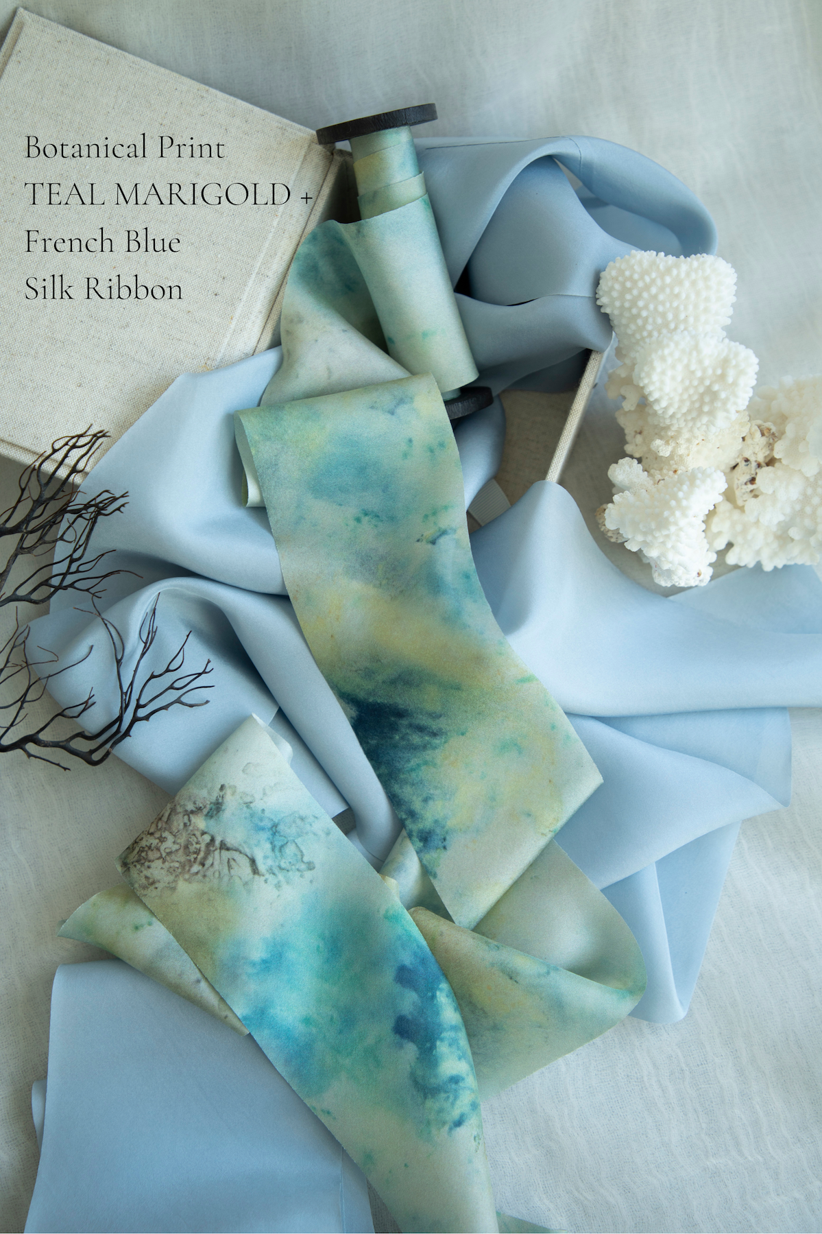 Botanical Print / Seascape Silk Ribbon