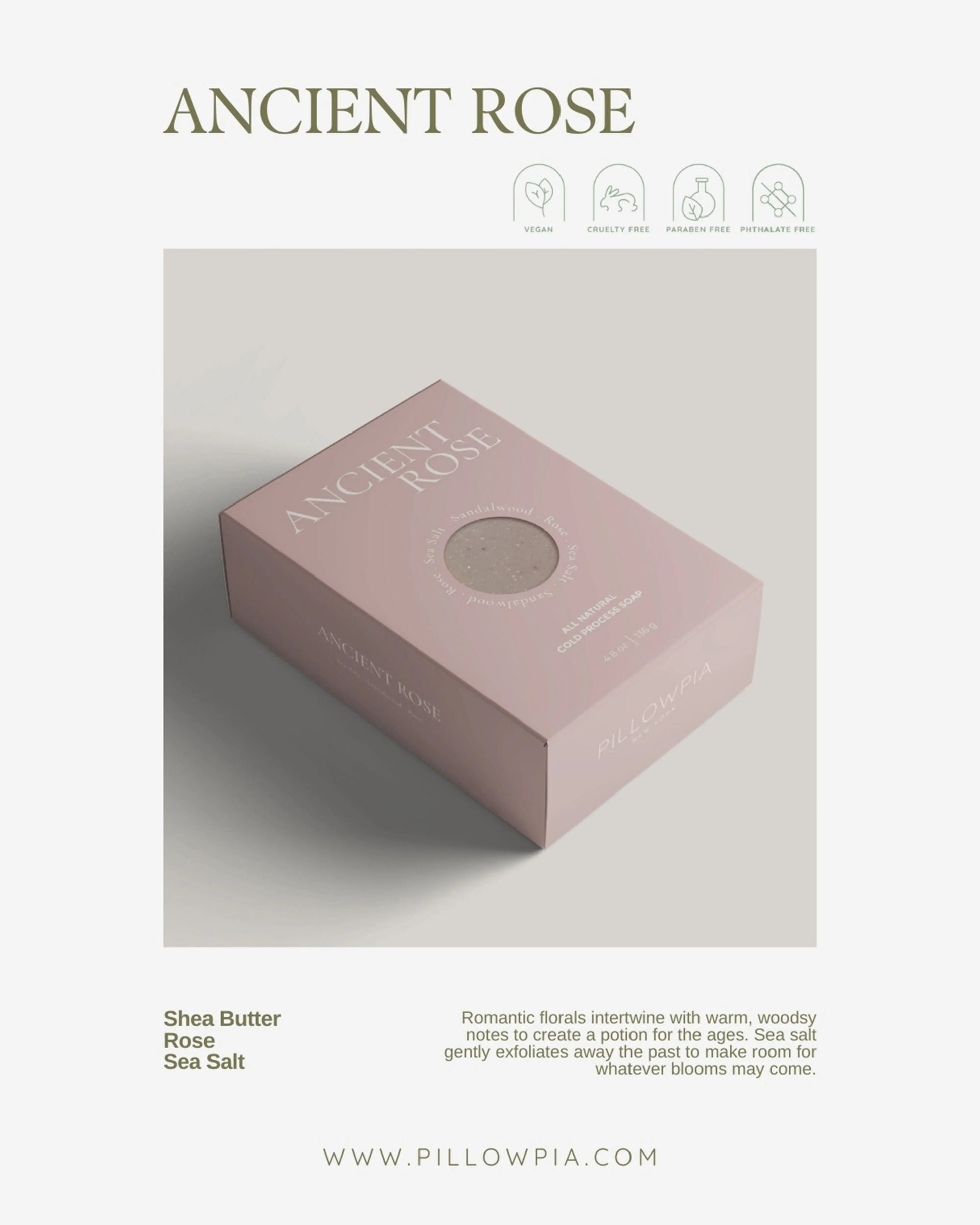 cold process bar soap - ancient rose PILLOWPIA