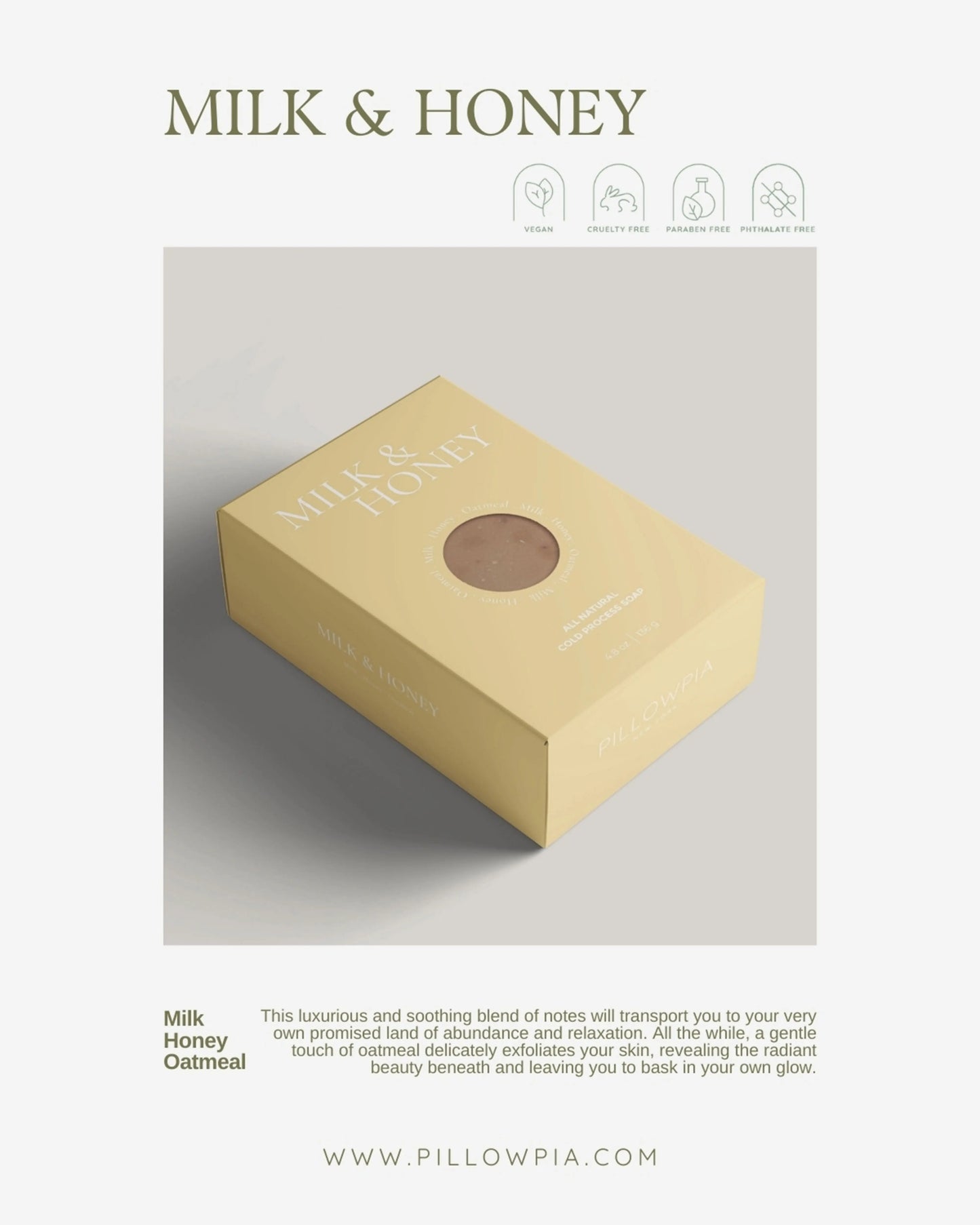 cold process bar soap - milk & honey PILLOWPIA