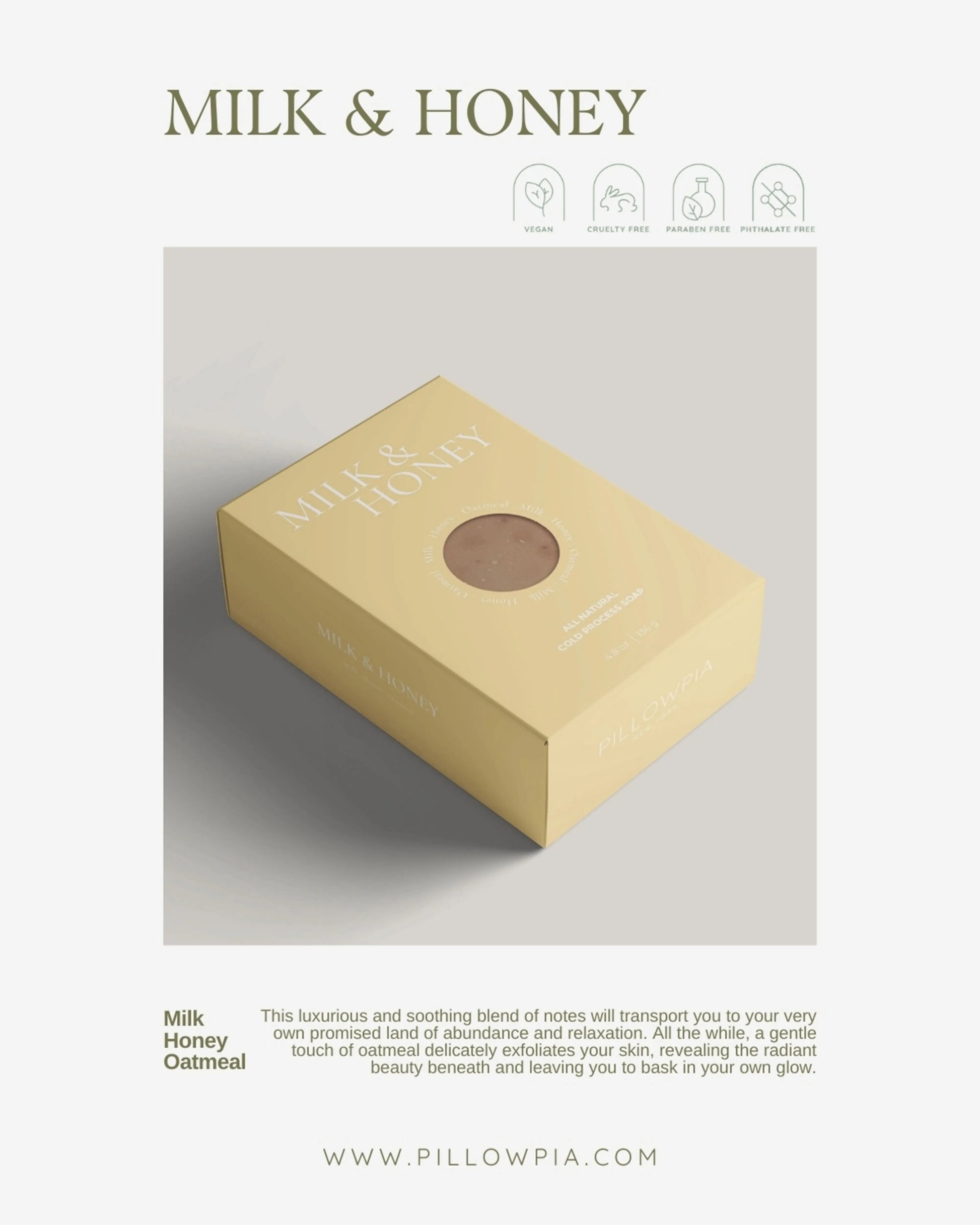 cold process bar soap - milk & honey PILLOWPIA