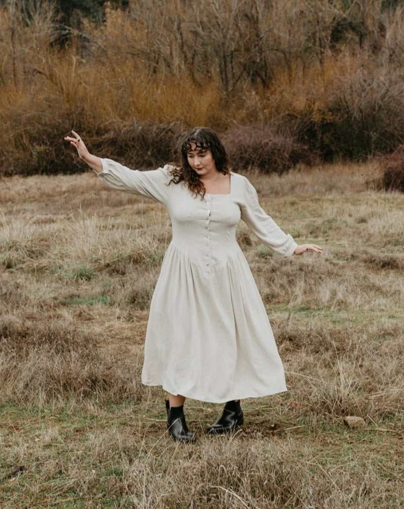 Prairie Dress in Oat Linen Field Day