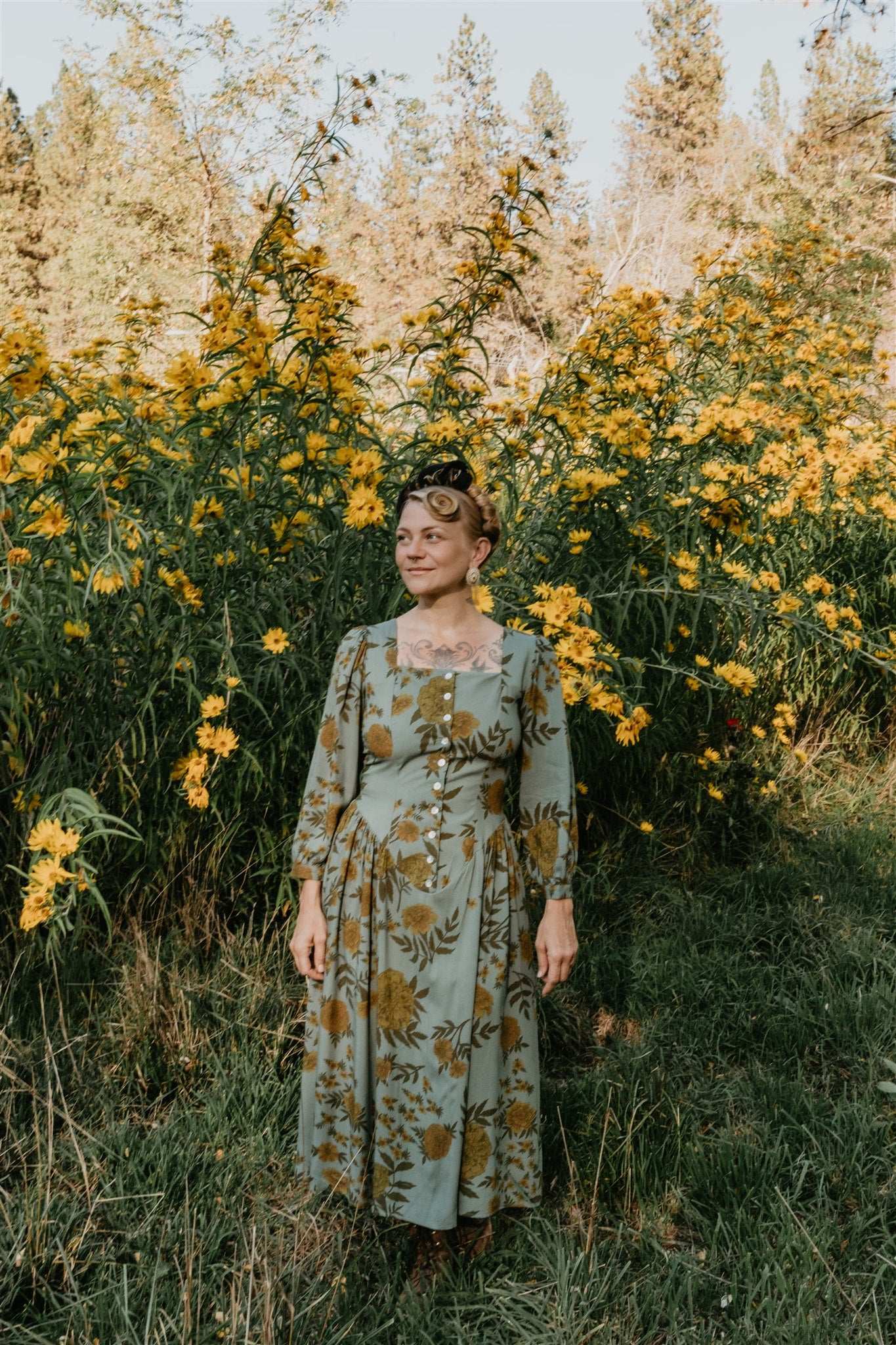 Prairie Dress in Slate Marigold Field Day