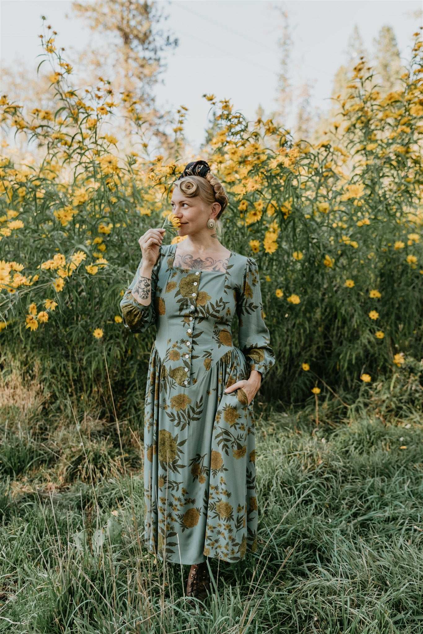 Prairie Dress in Slate Marigold Field Day
