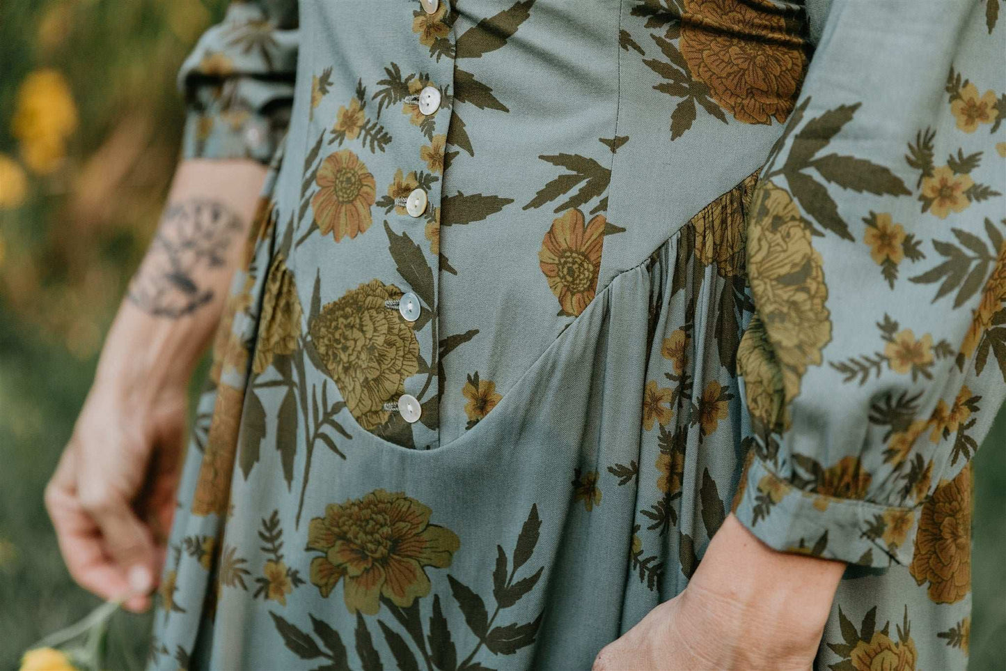 Prairie Dress in Slate Marigold Field Day