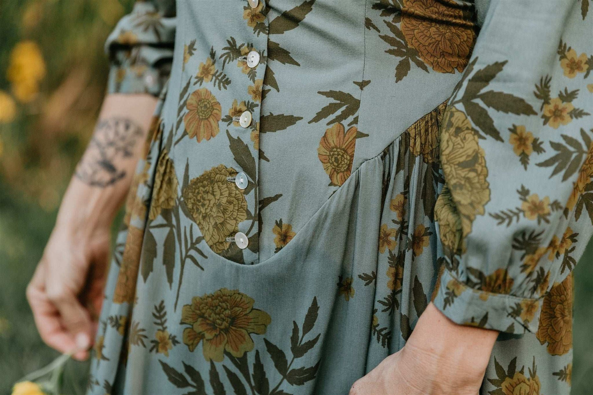 Prairie Dress in Slate Marigold Field Day