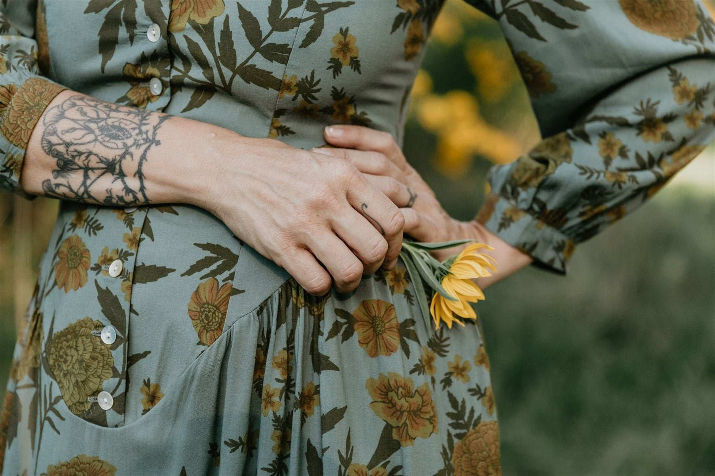 Prairie Dress in Slate Marigold Field Day