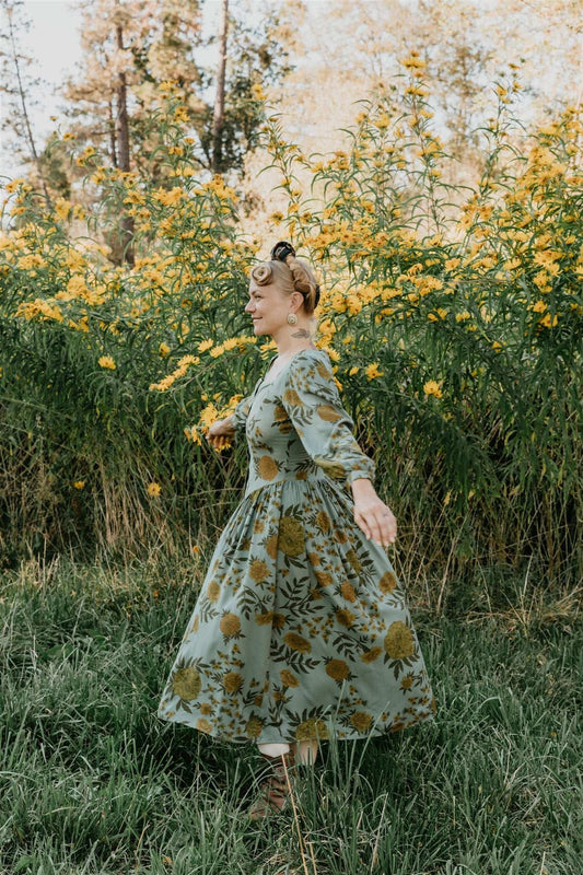 Prairie Dress in Slate Marigold Field Day