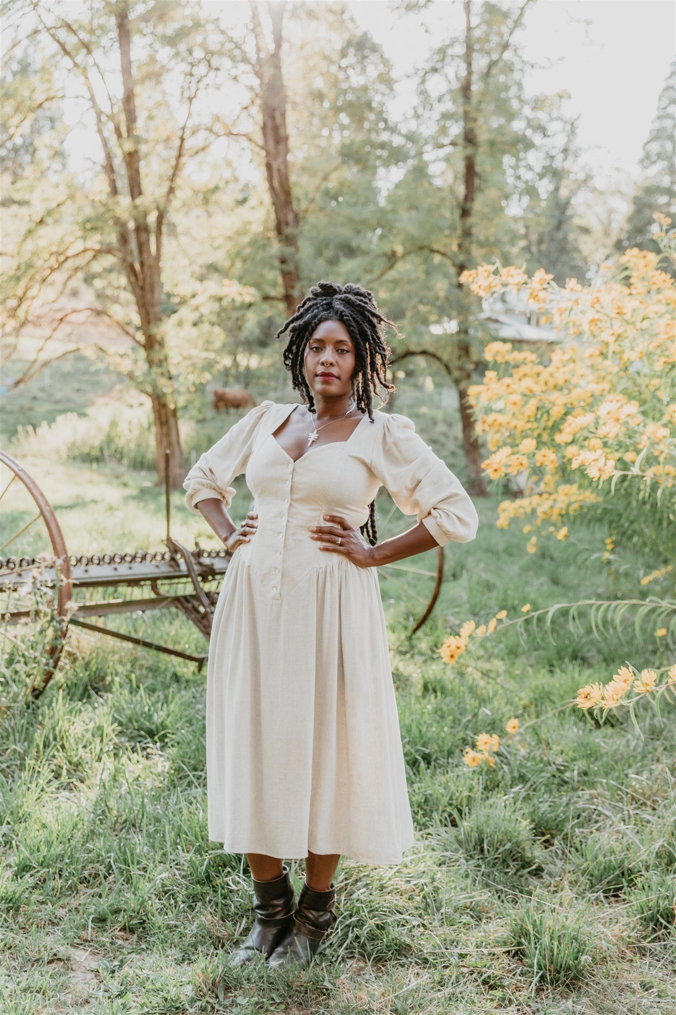 Prairie Dress in Oat Linen Field Day