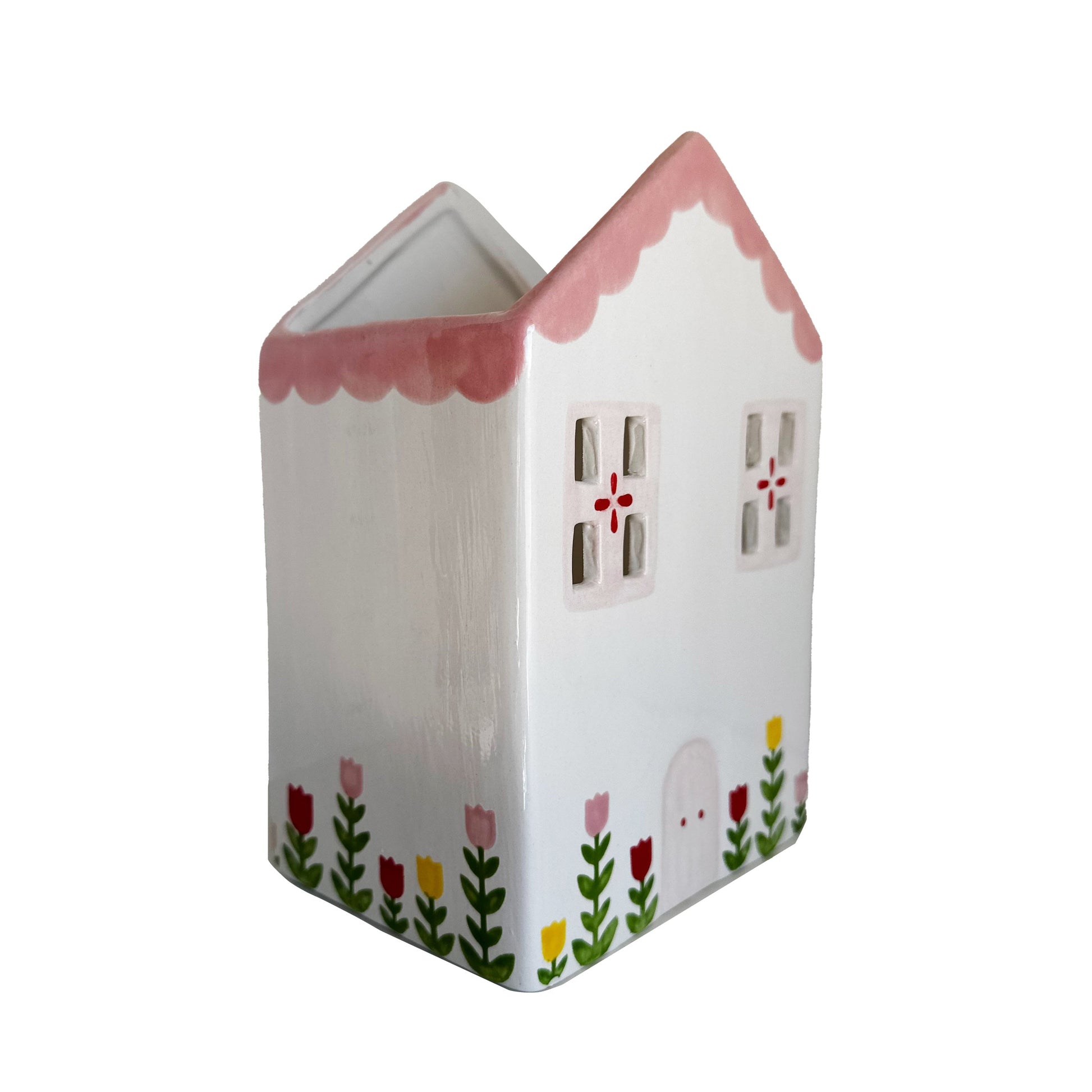 Tulip Fever Scalloped House Vase/Container Ruby Clay Company