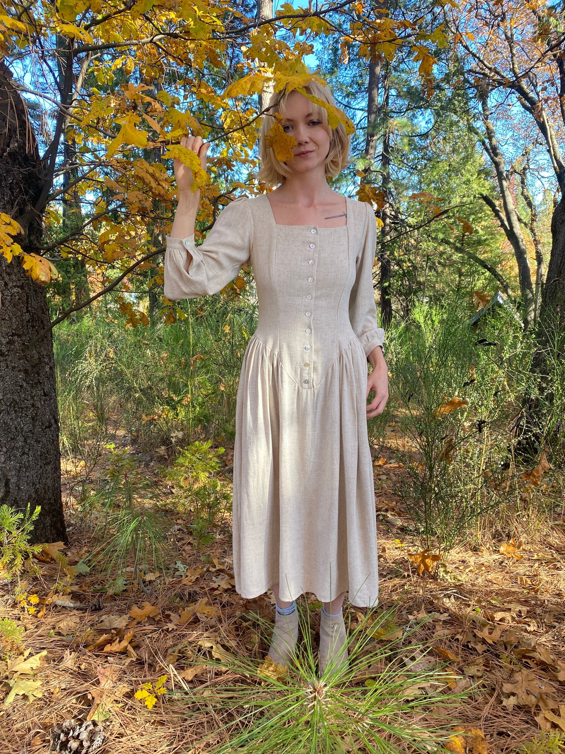 Prairie Dress in Oat Linen Field Day