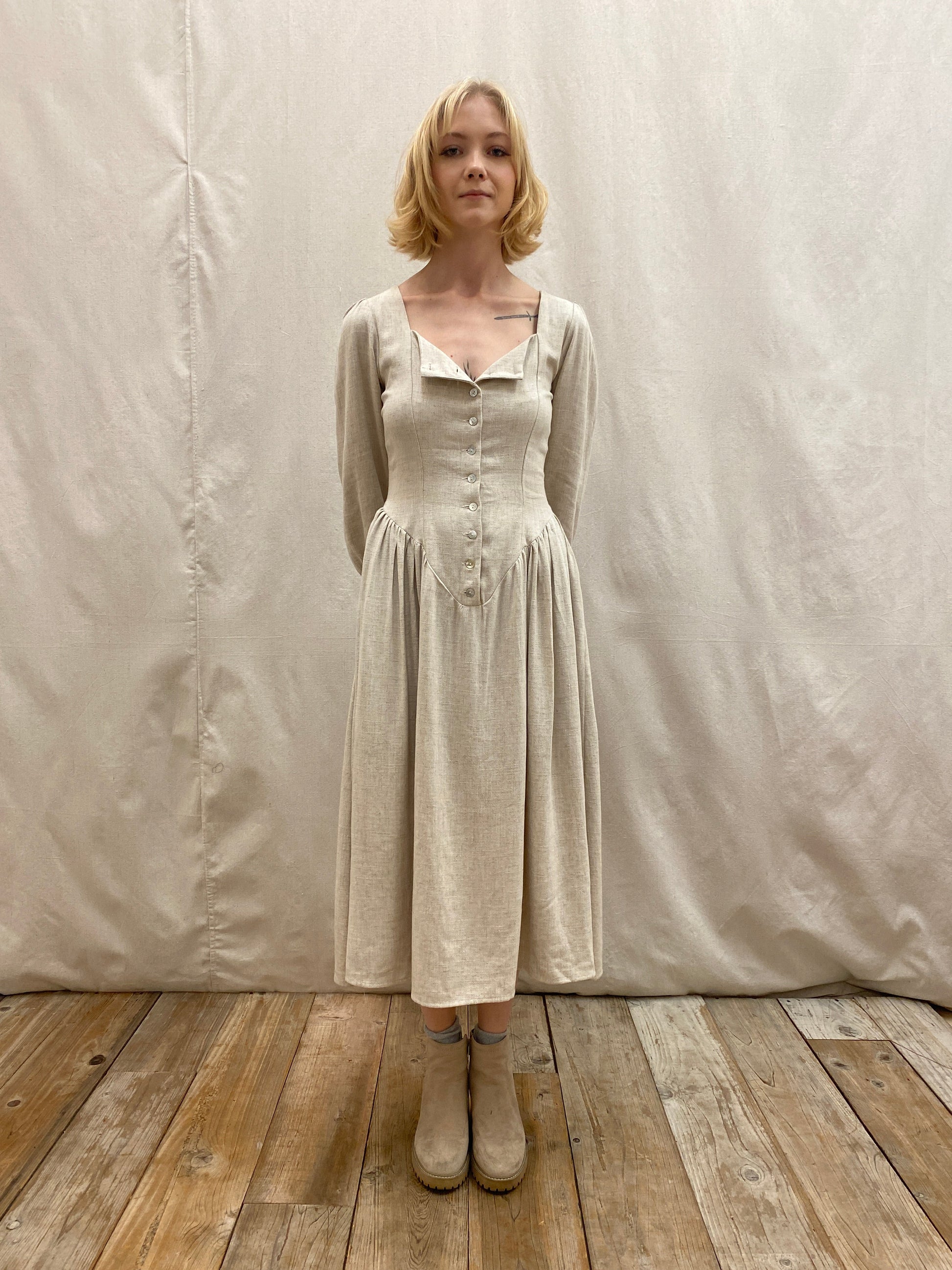 Prairie Dress in Oat Linen Field Day