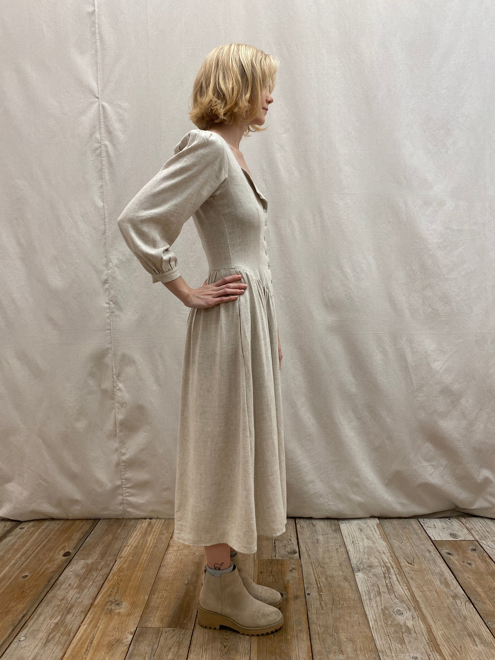 Prairie Dress in Oat Linen Field Day