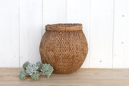 Antique Woven Grain Bucket