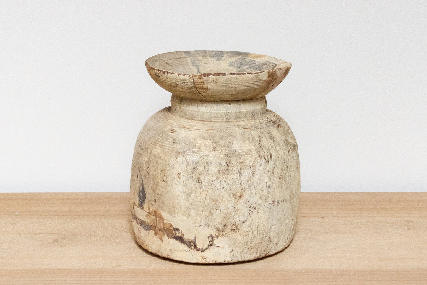Antique Indian Wooden Pot-Telva