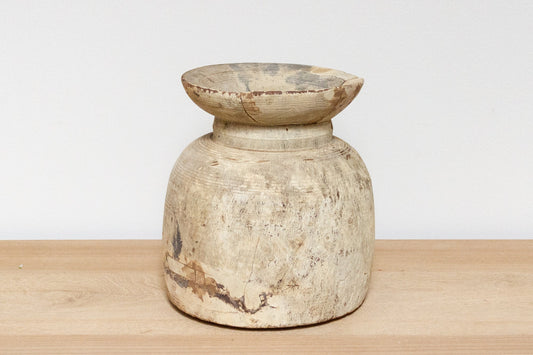 Antique Indian Wooden Pot-Telva