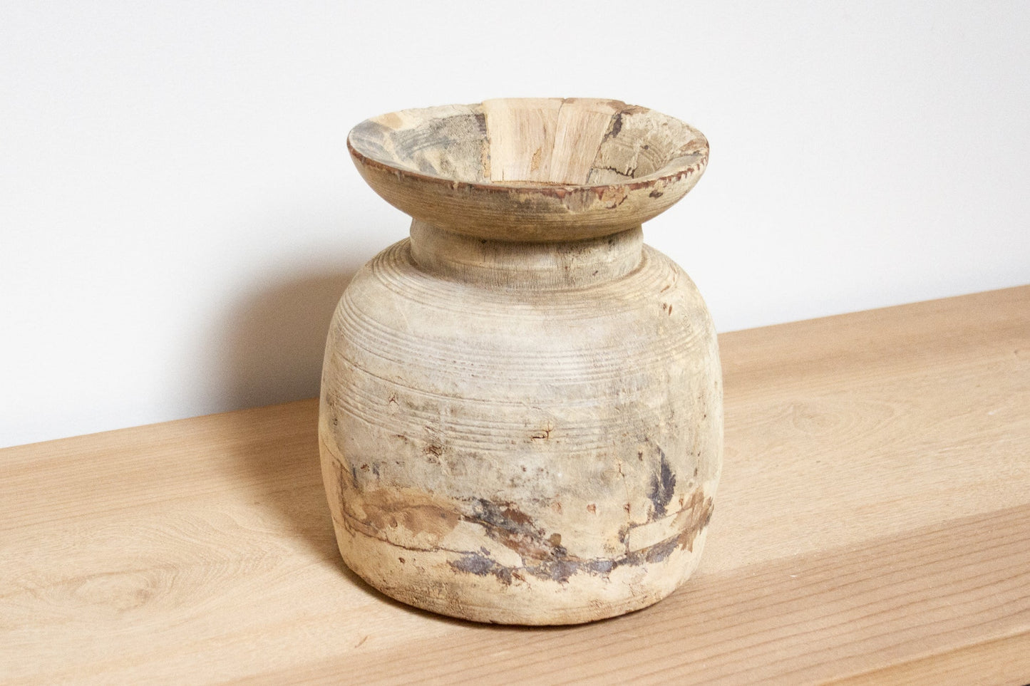 Antique Indian Wooden Pot-Telva