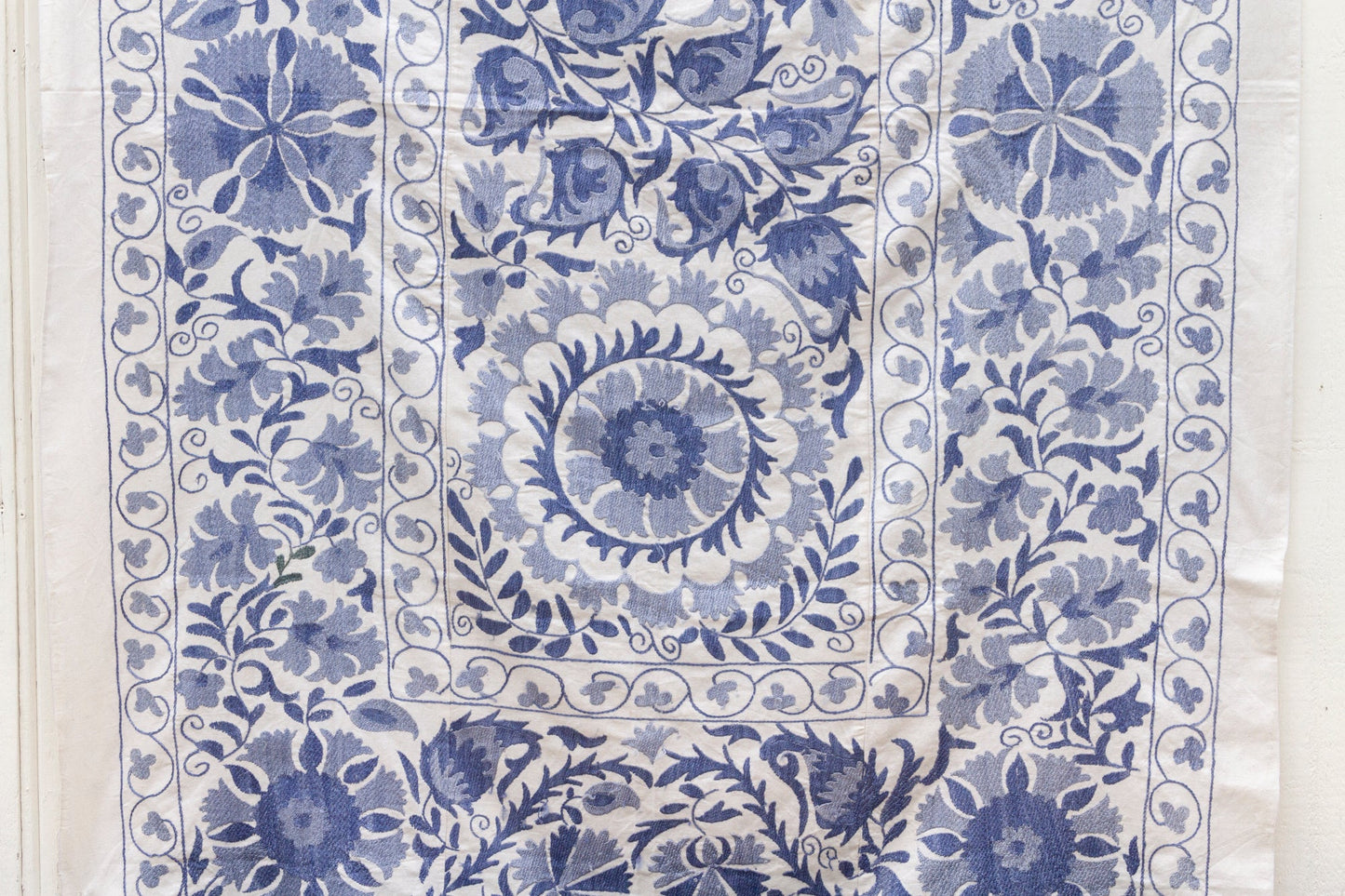 Blue Blossom Uzbek Suzani Throw