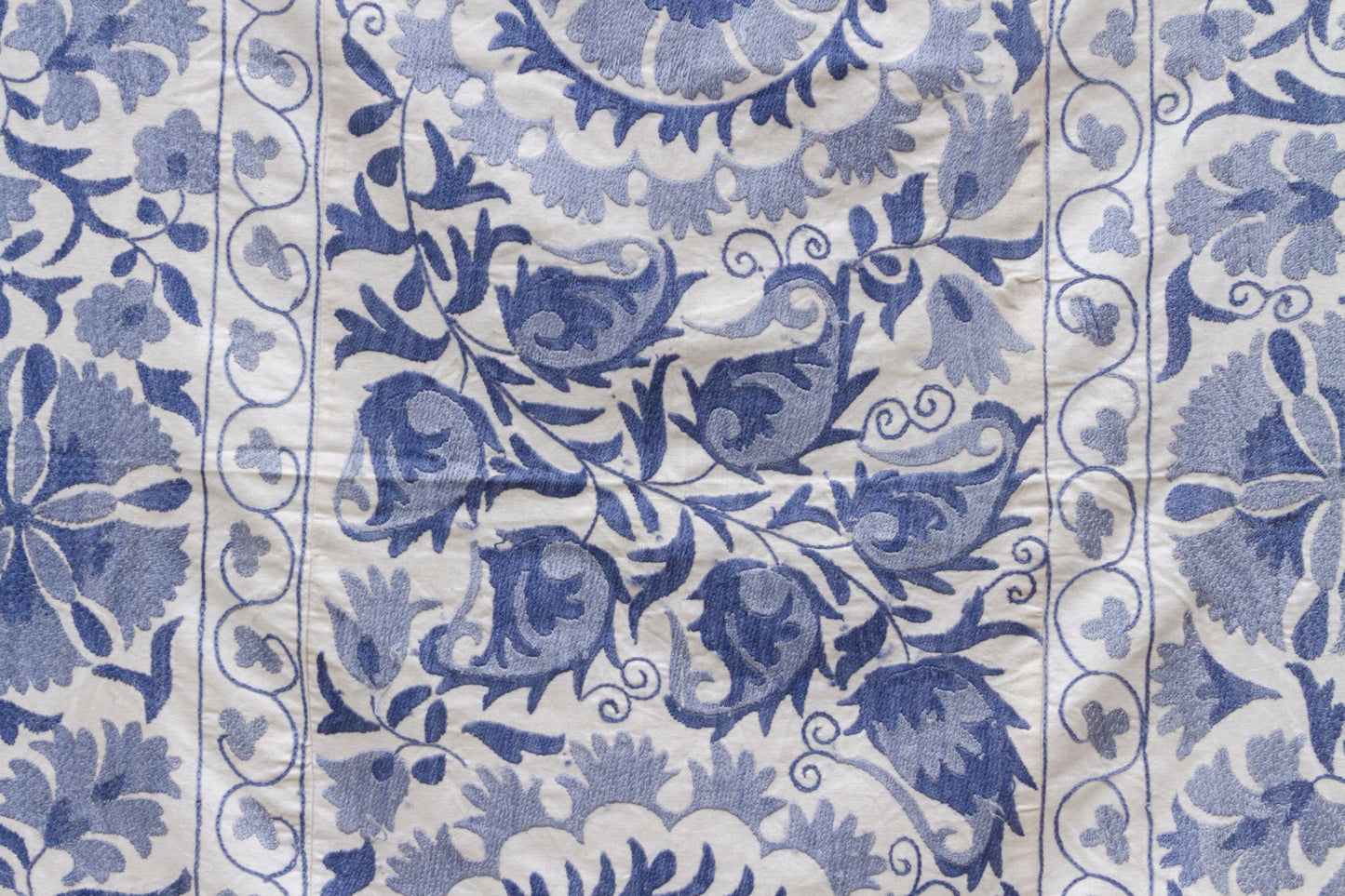 Blue Blossom Uzbek Suzani Throw