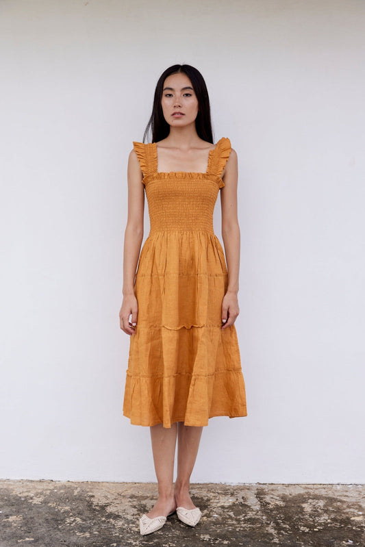 Alma Linen Midi Dress CQC LA