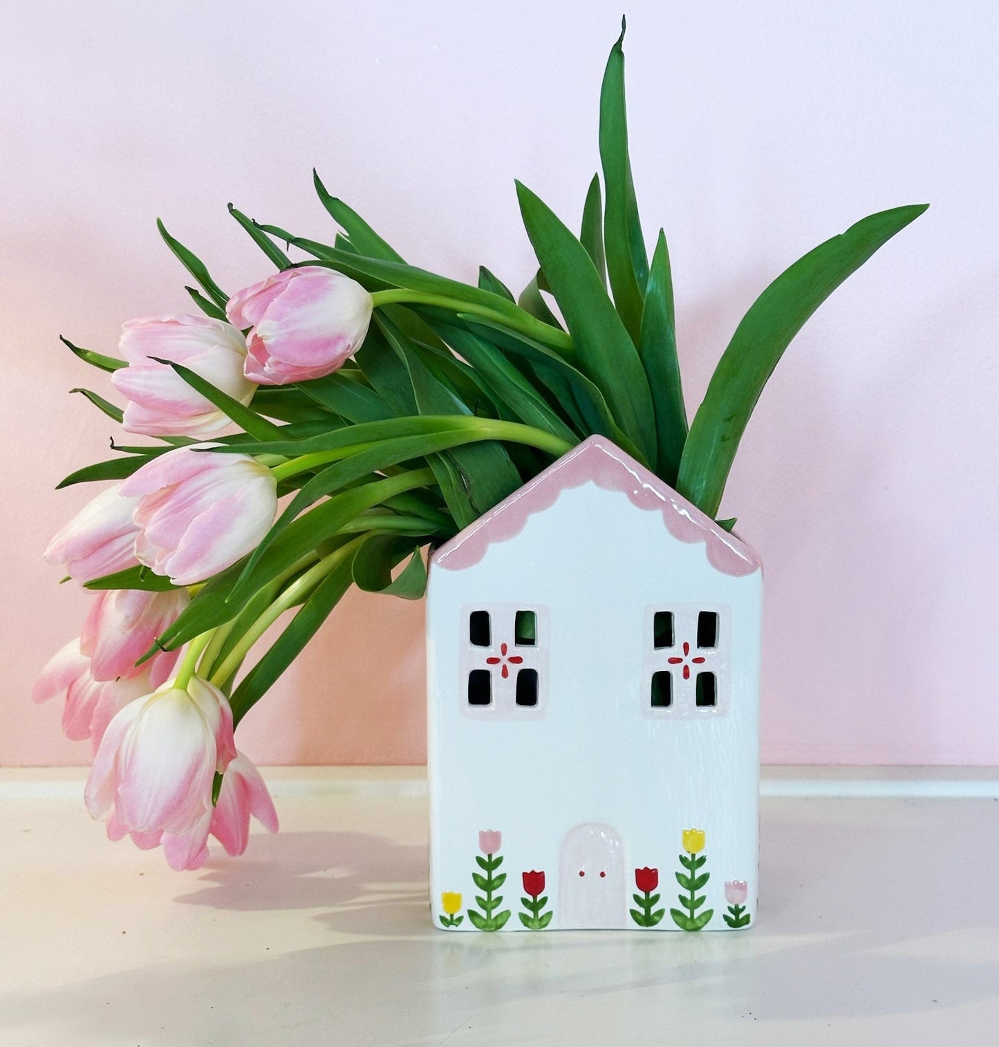 Tulip Fever Scalloped House Vase/Container Ruby Clay Company