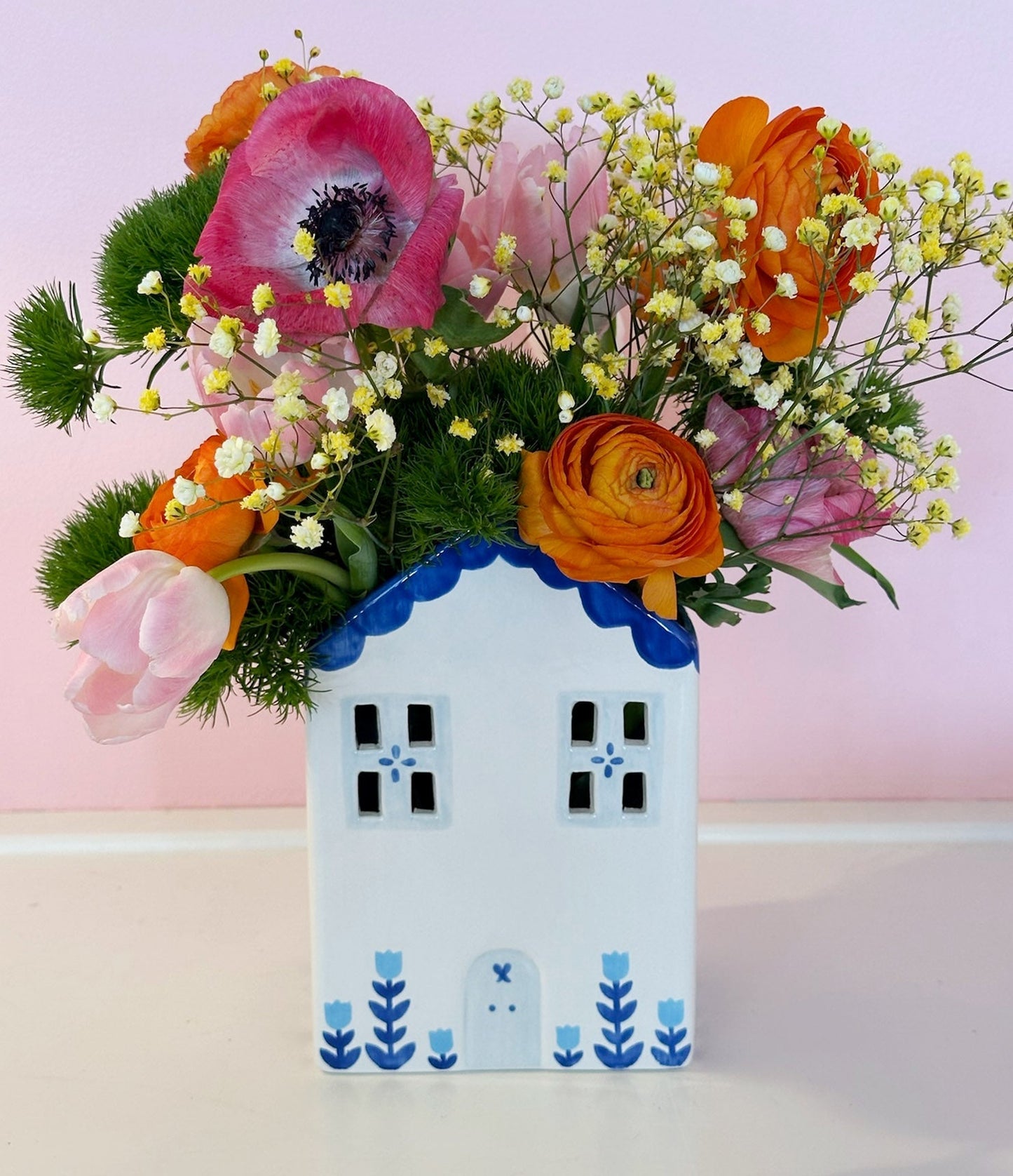 Tulip Fever Scalloped House Vase/Container Ruby Clay Company