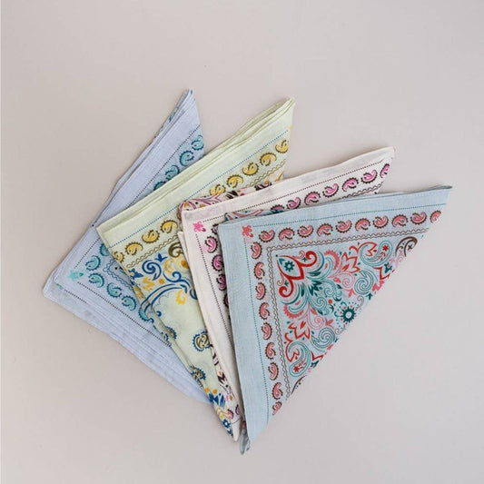 Teal Vintage Colorful Paisley Bandana | Scarf Handkerchief Necktie The Bullish Store