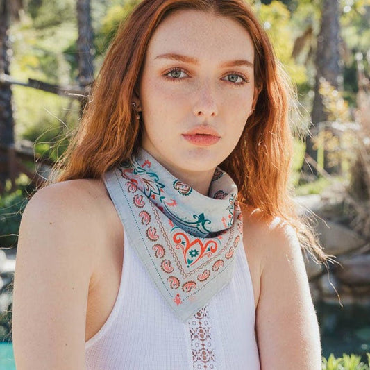 Teal Vintage Colorful Paisley Bandana | Scarf Handkerchief Necktie The Bullish Store