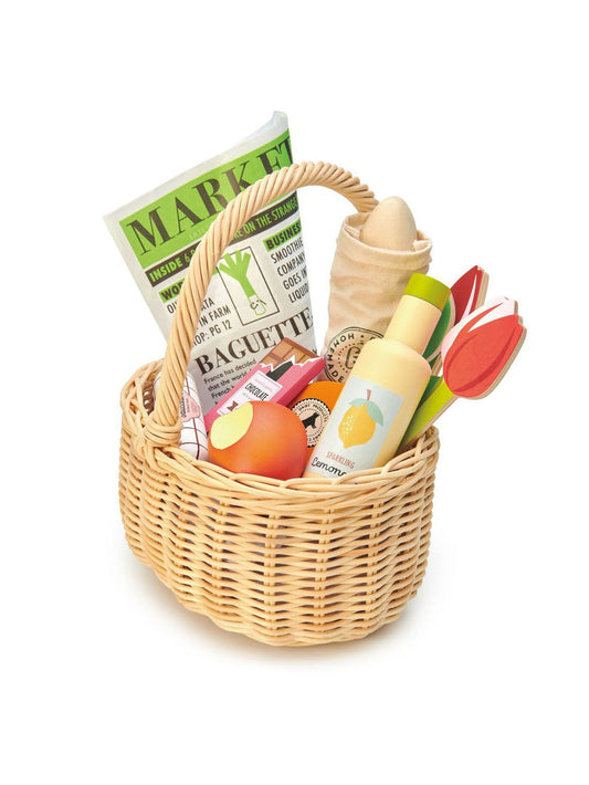 Tender Leaf Toys Wicker Shopping Basket Weston Table