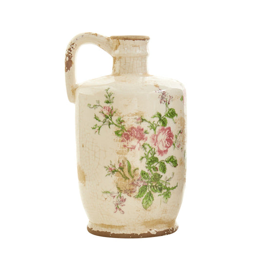 10” Tuscan Ceramic Floral Print Pitcher Nearly Natural