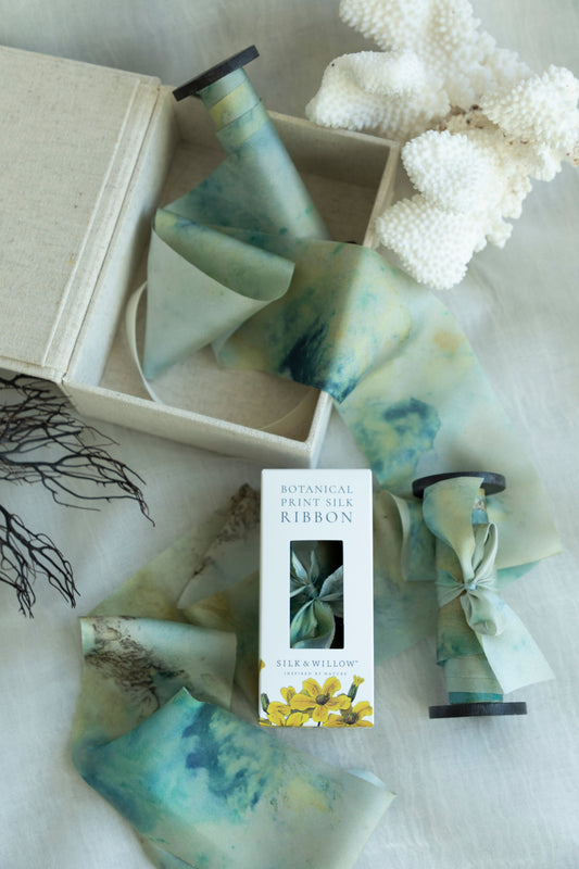 Botanical Print / Seascape Silk Ribbon