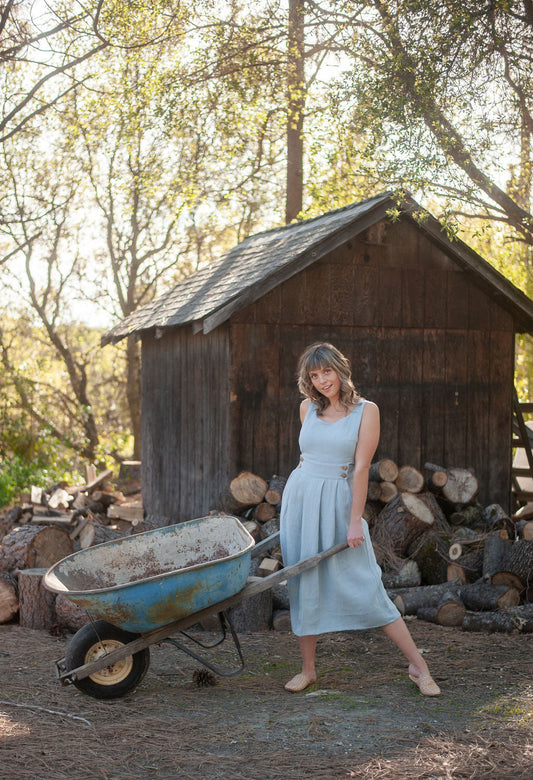 Brigid Jumper in BB Blue Texture Cotton Field Day