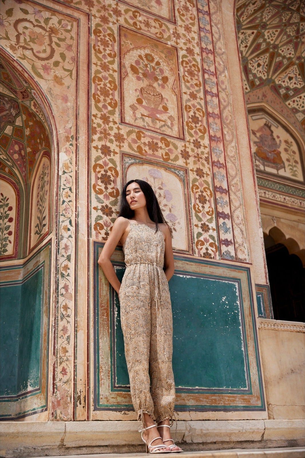 Hand-Printed Simané Jumpsuit (Desert Sand) CQC LA