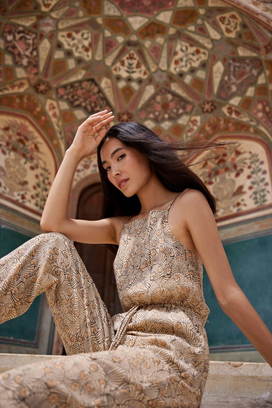 Hand-Printed Simané Jumpsuit (Desert Sand) CQC LA