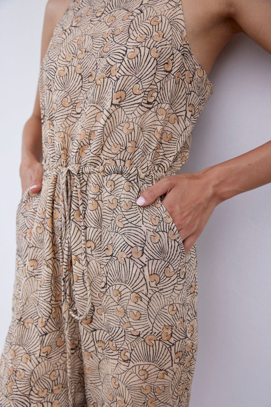 Hand-Printed Simané Jumpsuit (Desert Sand) CQC LA